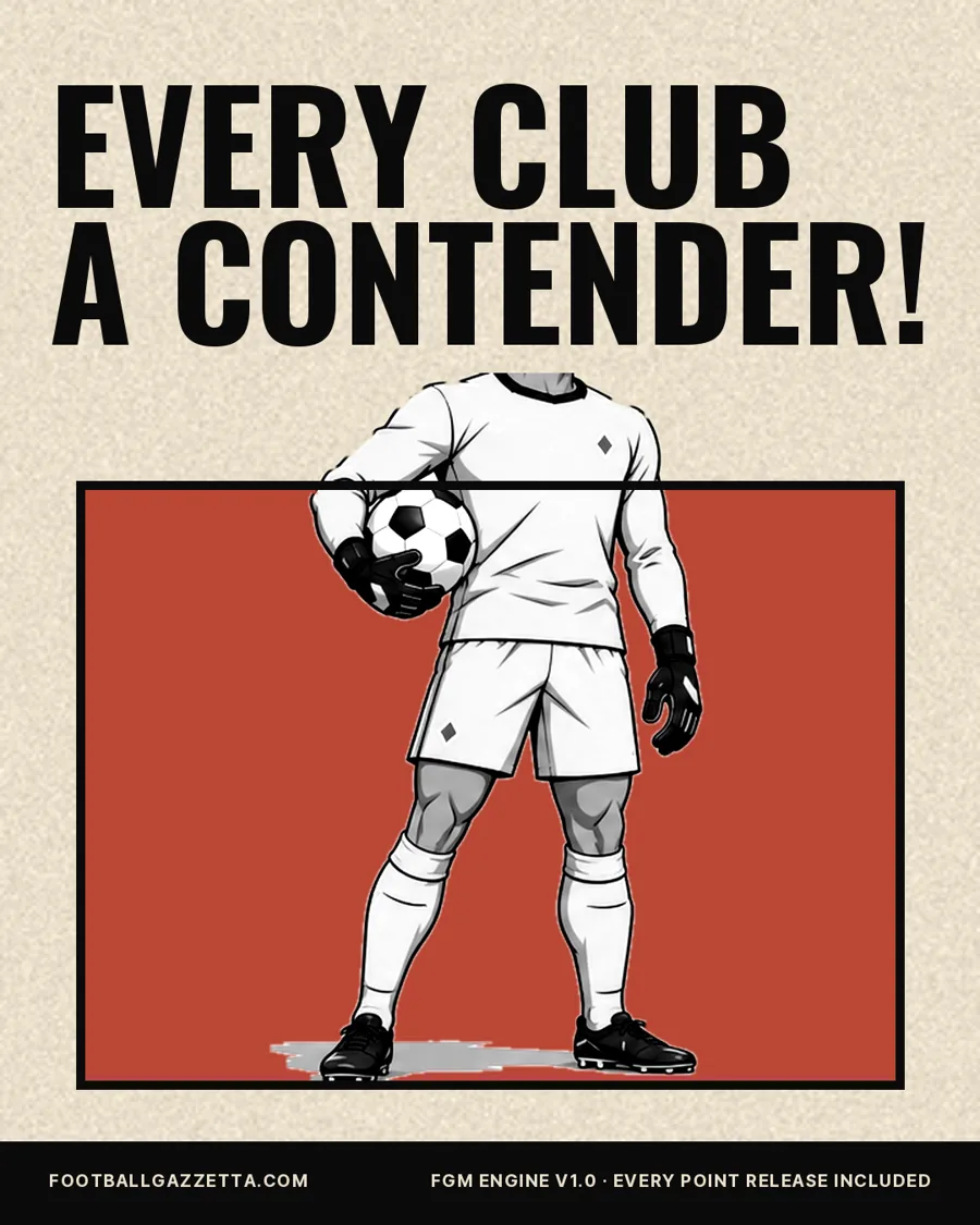 Campaign poster: a goalkeeper holding the ball, headline Every club a contender!