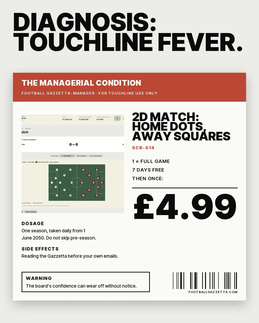 Campaign poster: Diagnosis, touchline fever