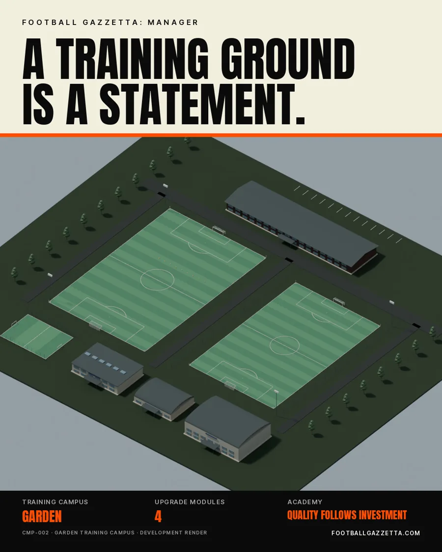 Campaign poster: a training campus. A training ground is a statement.