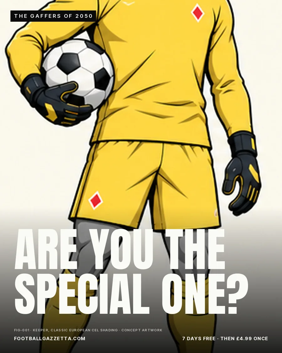 Campaign poster: a goalkeeper holding the ball on orange, headline Are you the special one?
