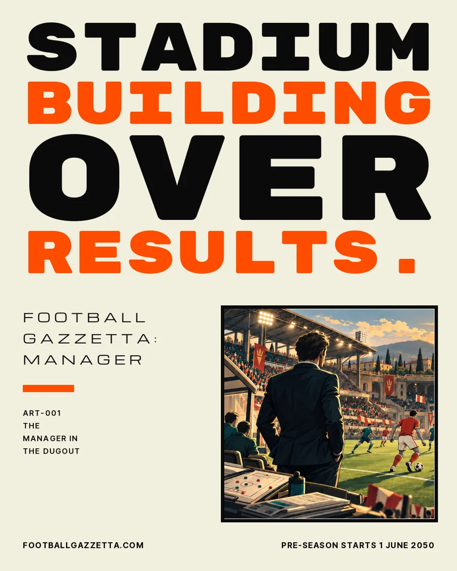 Campaign poster: Stadium building over results