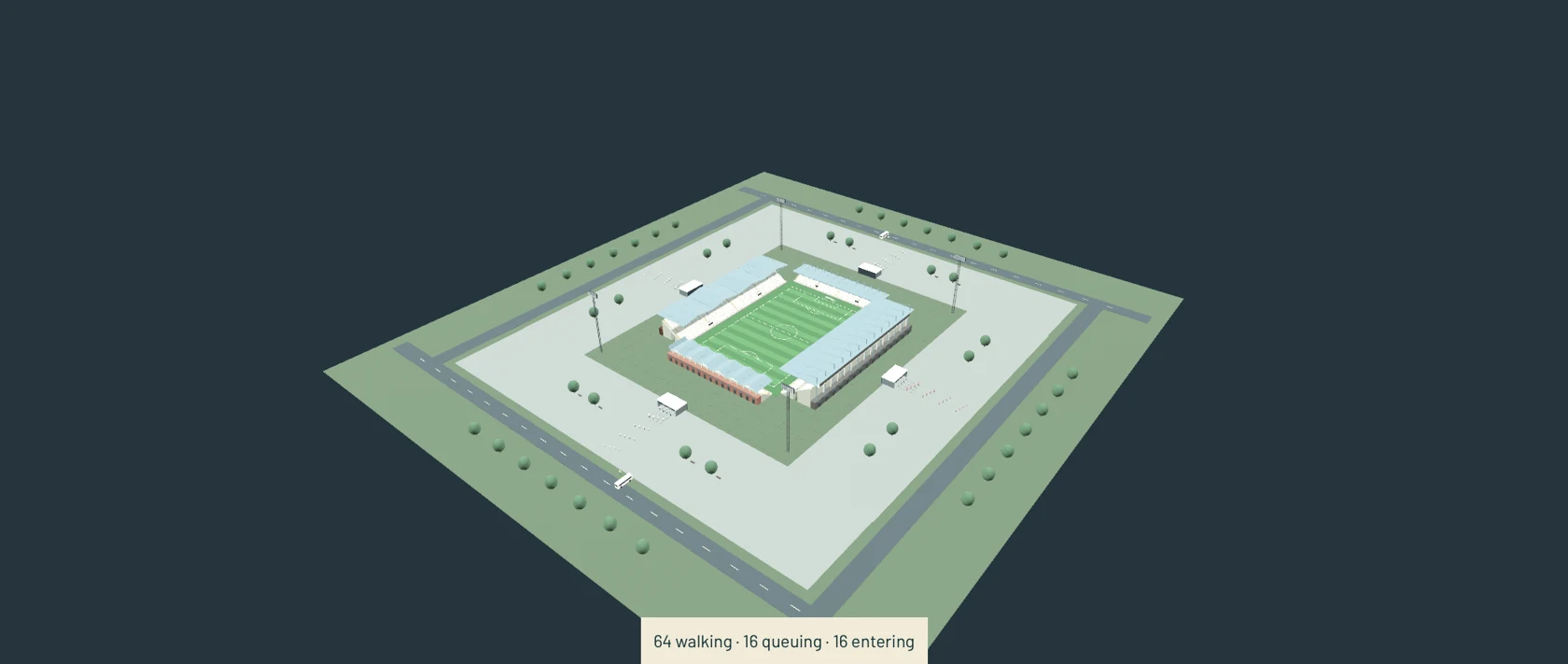 Game stadium builder with the ground and surrounding landscape